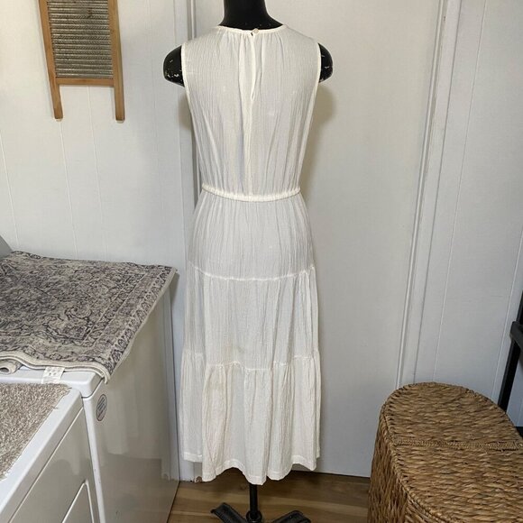 Calvin Klein Gauze Tiered Maxi Dress in Ivory Size 10 - Picture 5 of 7